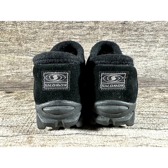 Salomon Shoes Men Sz 9.5 Black CONTAGRIP CX Hiking Snow Slip On Thinsulate Suede - Picture 3 of 10